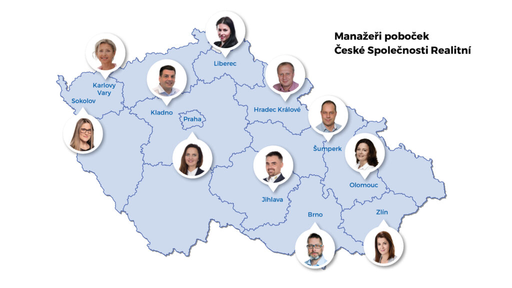 Mapa s manažery České Společnosti Realitní
